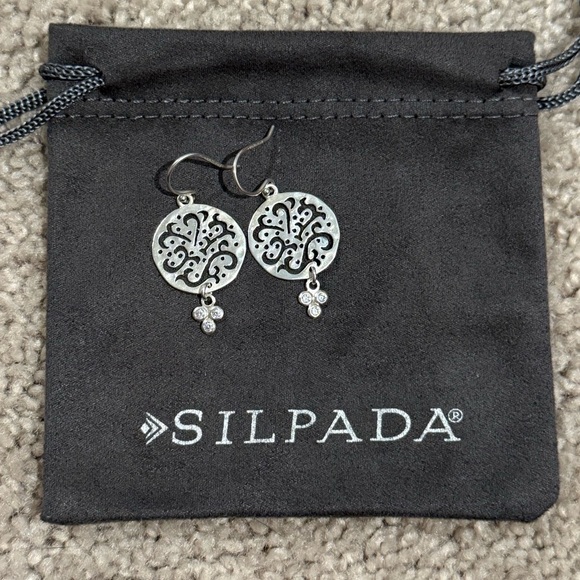 SILPADA Cut Above Sterling Silver Filigree Cubic Zirconia Earrings W2368 - Picture 1 of 7